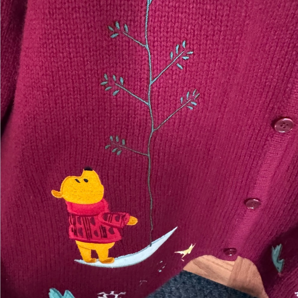 Vintage Disney Store Winnie the Pooh Christmas Cardigan - Picture 2 of 6